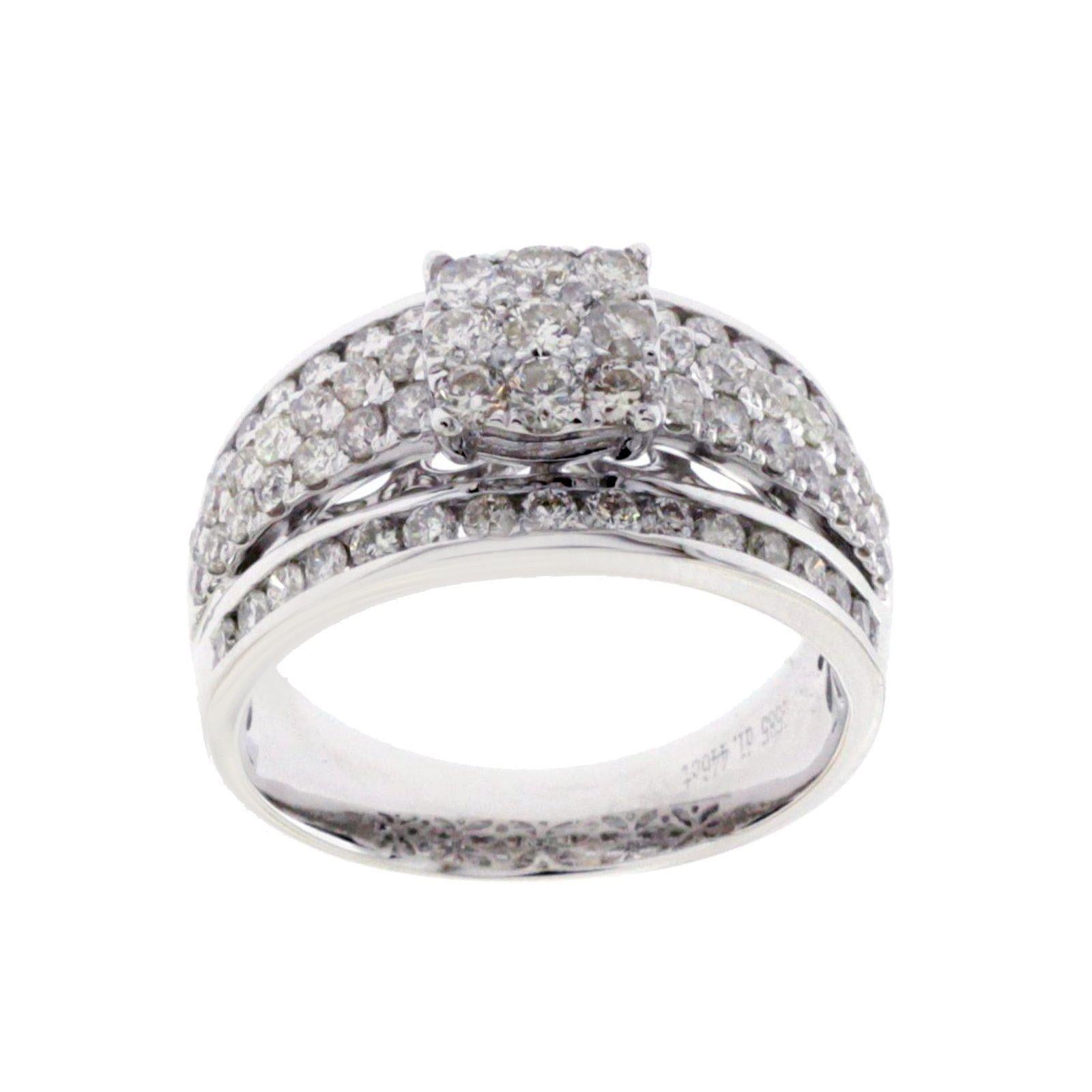 Top: 11 mm
Band Width: 5 mm
Metal: 14K White Gold 
Size: 6-9 ( Please message Us for your Size )
Hallmarks: 14K
Total Weight: 6 Grams
Stone Type: 1.44 CT G SI1 Diamonds
Condition: New
Estimated Retail Price: $2900
Stock Number: RAF10