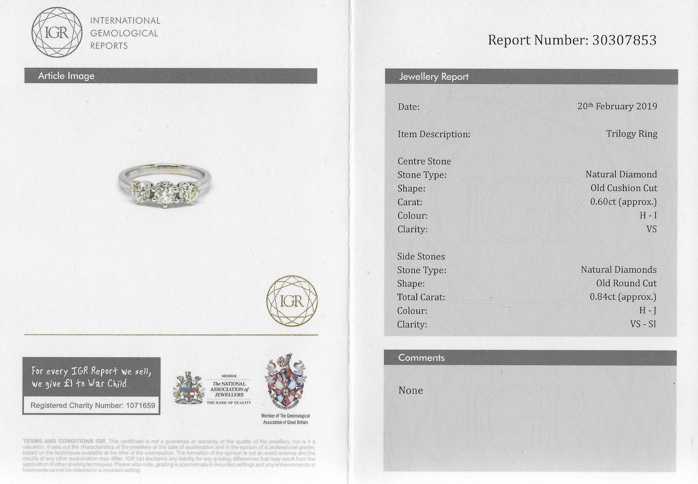 1.44 Carat Old Cut Diamond Trilogy Ring 1