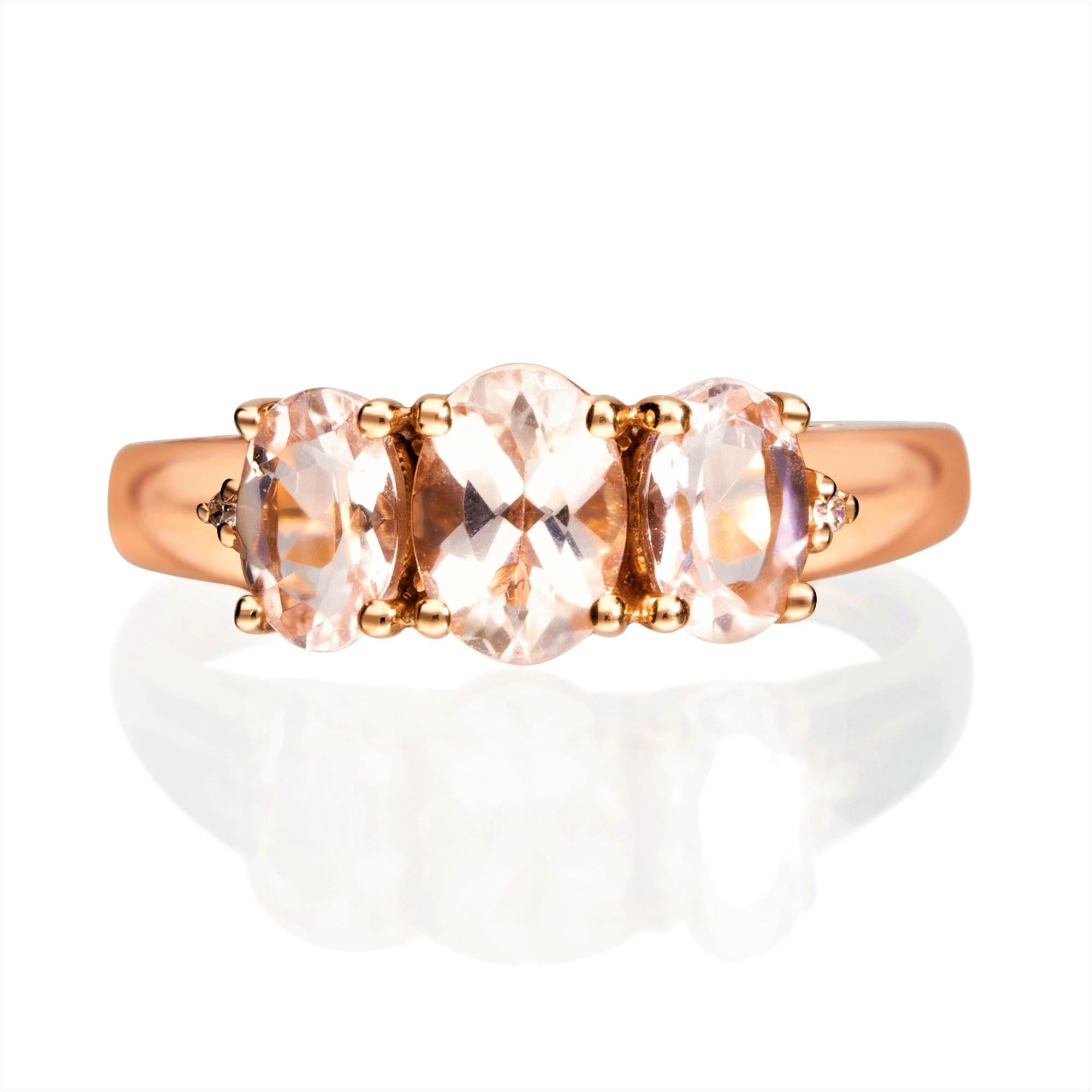 1,44 Karat Ovalschliff Morganit und Diamant 10K Rose Gold Ehering Damen