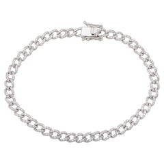 1.44 Carat Pave Diamond Cuban Link Bracelet Solid 10k White Gold Unisex Jewelry