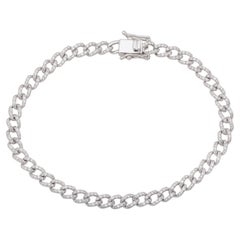 Pulsera de eslabones cubanos con diamantes pavé de 1,44 quilates Oro blanco macizo de 10 quilates Joyería unisex
