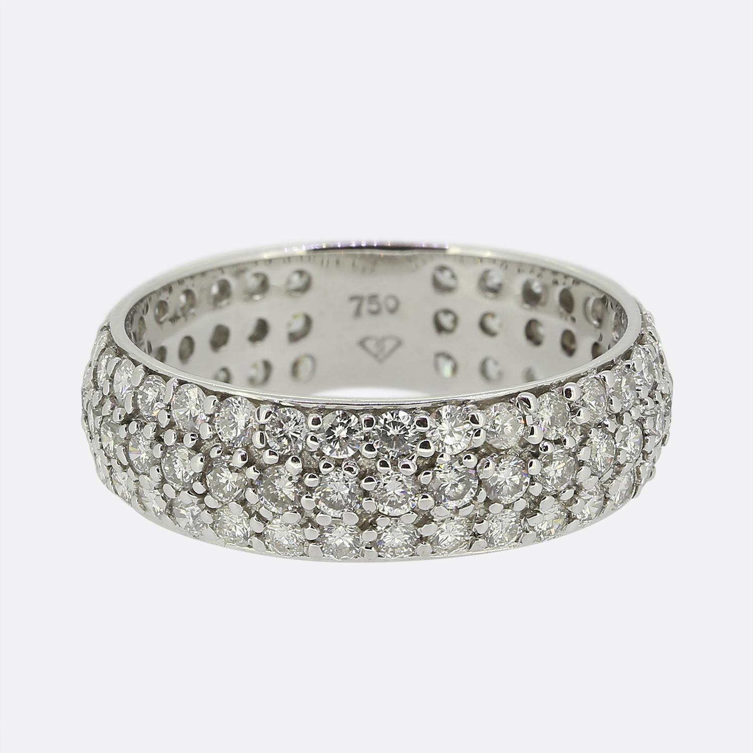 1.44 Carat  Pavé Set Diamond Band Ring Size O (55) For Sale