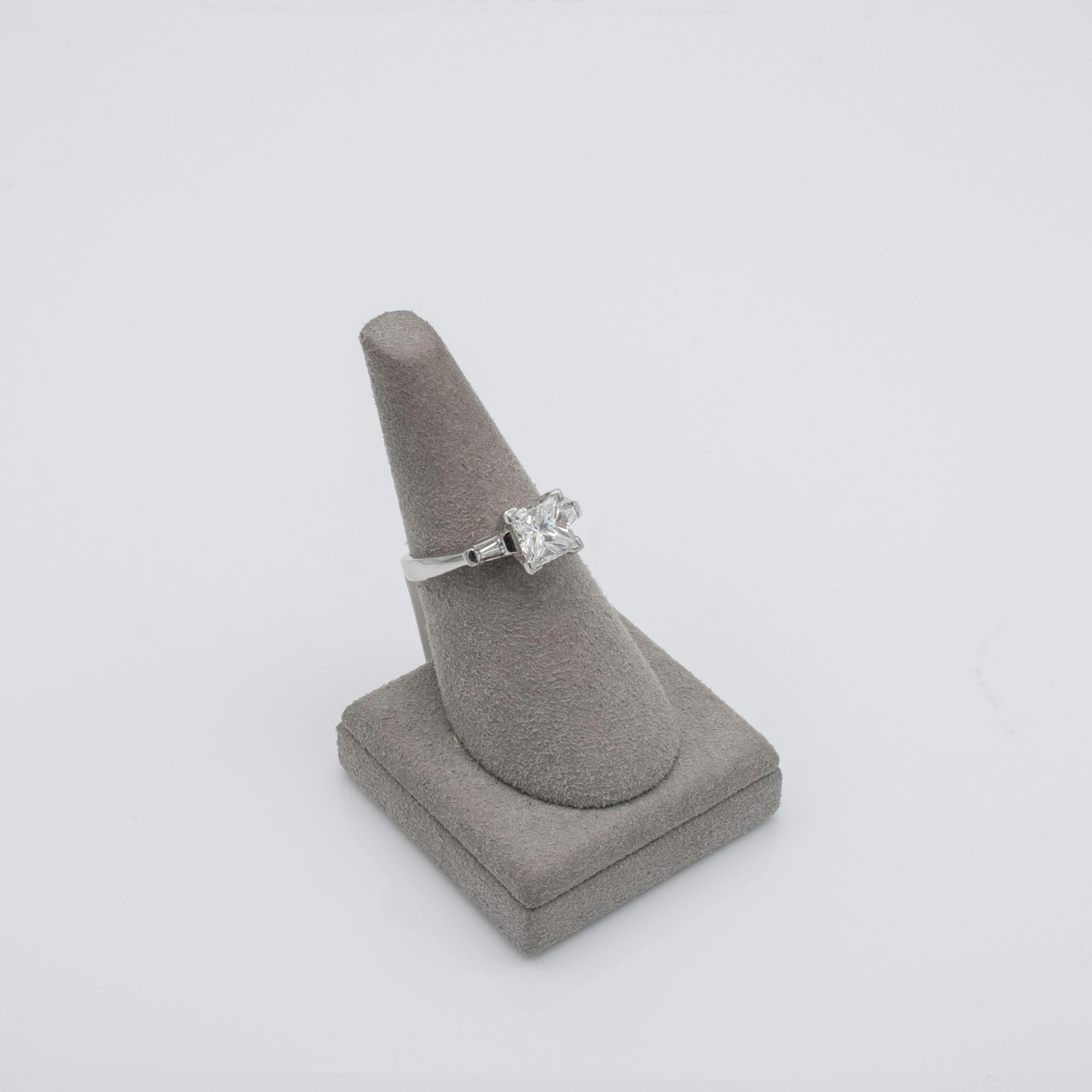 Women's Roman Malakov 1.44 Carats Princess Cut Diamond Three-Stone Engagement Ring For Sale