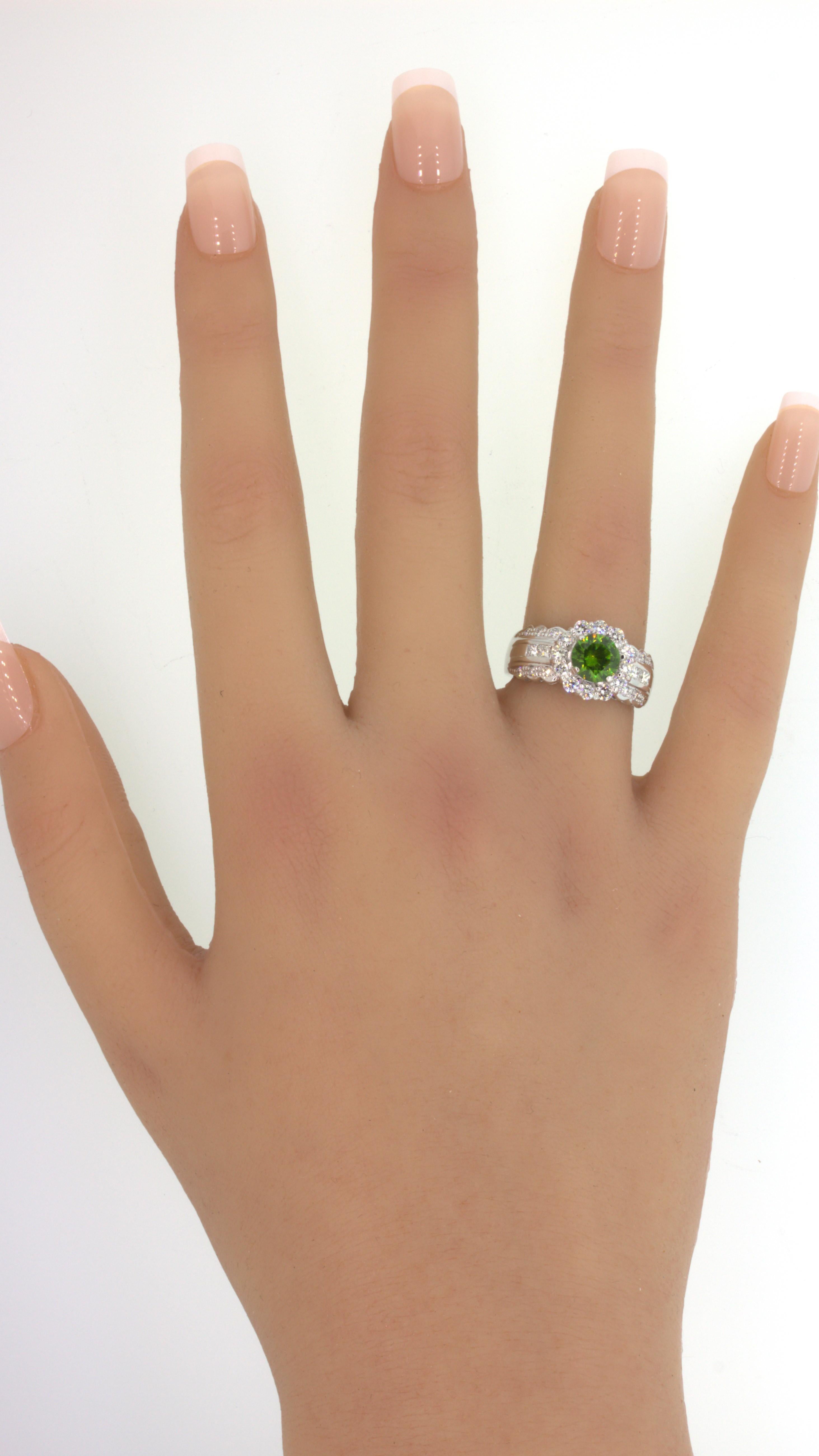 1,44 Karat Russischer Demantoid Granat Diamant Platin Ring im Angebot 7