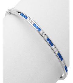 1.44 Carat Sapphire and Diamond Bangle 18 Karat White Gold