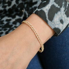 1.44 Carat SI Clarity HI Color Diamond Cuban Chain Bracelet 10 Karat Yellow Gold