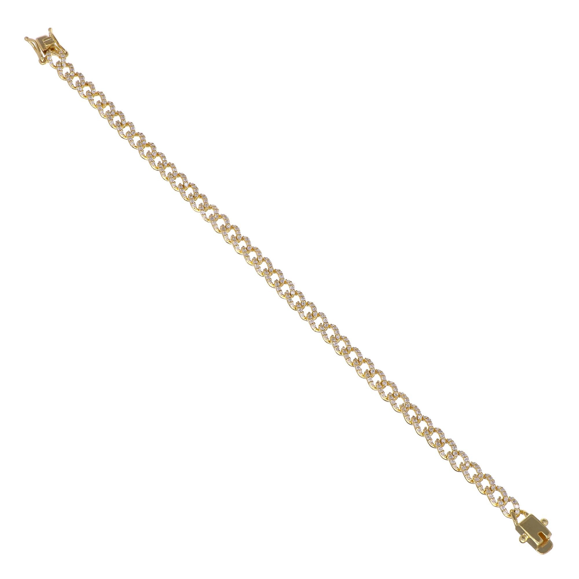 1,44 Carati SI Chiarezza HI Colore Diamante Bracciale Cubano a Catena Oro Giallo 10 Carati In condizioni Nuovo in vendita a Diera, Dubai