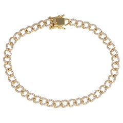 1.44 Carat SI Clarity HI Color Diamond Cuban Chain Bracelet 10 Karat Yellow Gold