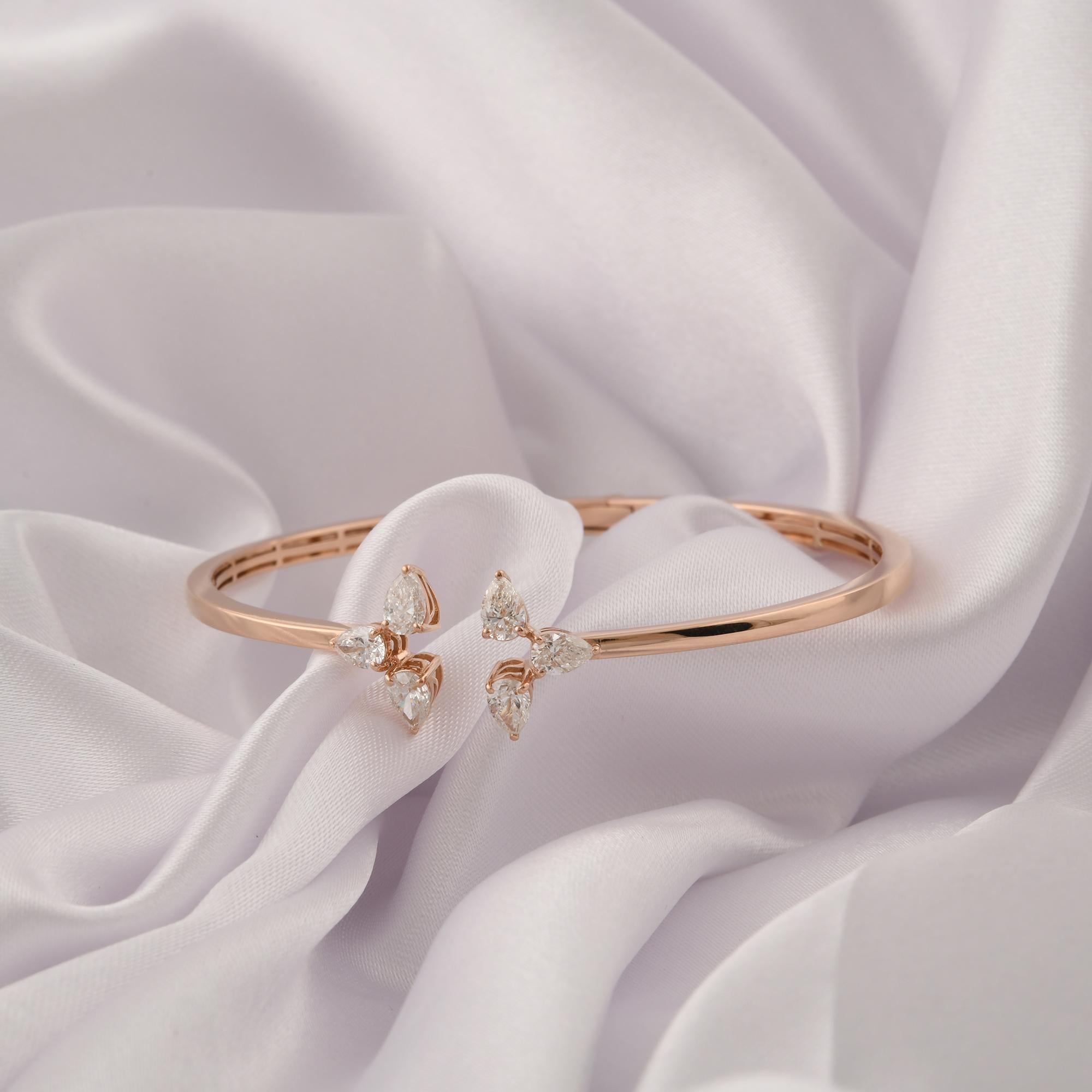 1,44 Karat SI Reinheit HI Farbe Diamant Manschette Armreif Armband 18 Karat Rose Gold (Moderne) im Angebot