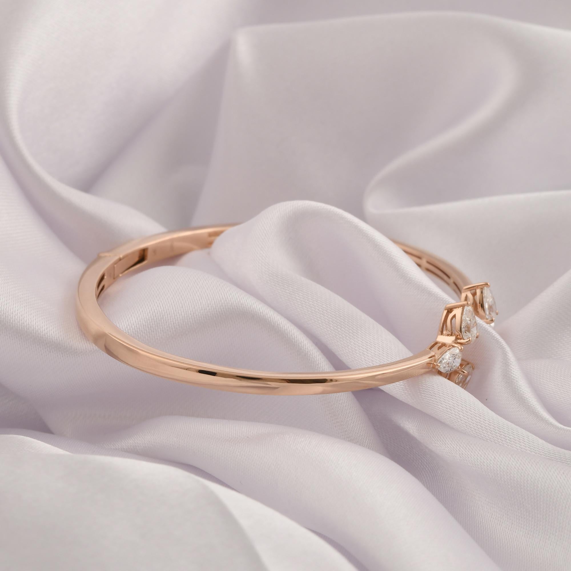 1,44 Karat SI Reinheit HI Farbe Diamant Manschette Armreif Armband 18 Karat Rose Gold im Angebot 1