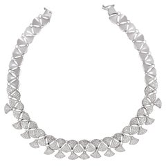 14.4 Carat SI/HI Pave Diamond Necklace 18 Karat White Gold Handmade Fine Jewelry