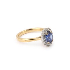 1.44 Carats Sapphire Diamonds 18 Carats Yellow Gold & White Gold Pompadour Ring