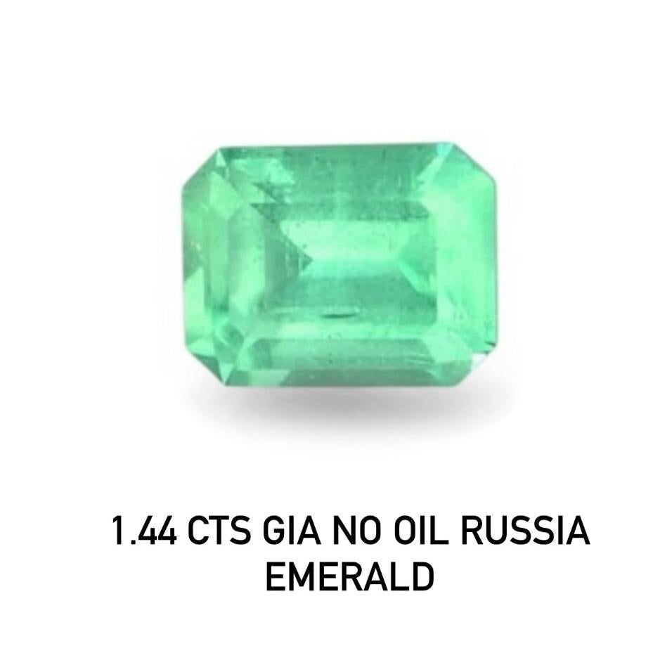 1,44 Karat GIA zertifiziert kein Öl Russland Smaragd Neon Grün Farbe im Angebot 6