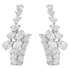 1.44 ct Pear & Marquise Diamond Cluster Climber Earrings 18K White Gold Bridal
