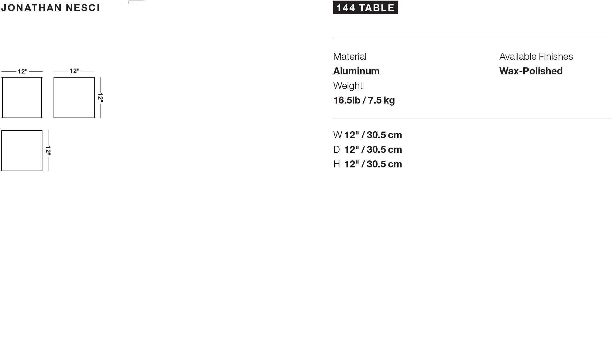 Aluminium Table d'appoint 144 en plaque d'aluminium ciré de Jonathan Nesci en vente