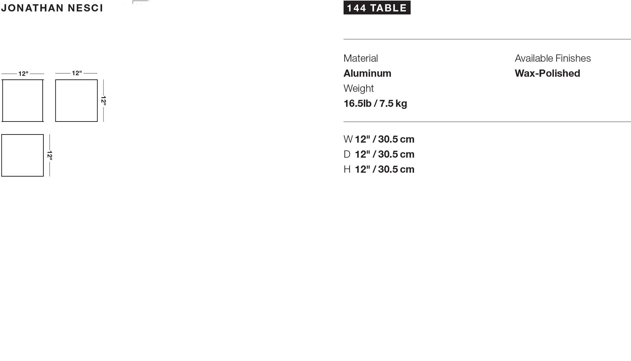 144 Beistelltisch aus gewachster Aluminiumplatte von Jonathan Nesci im Angebot 1