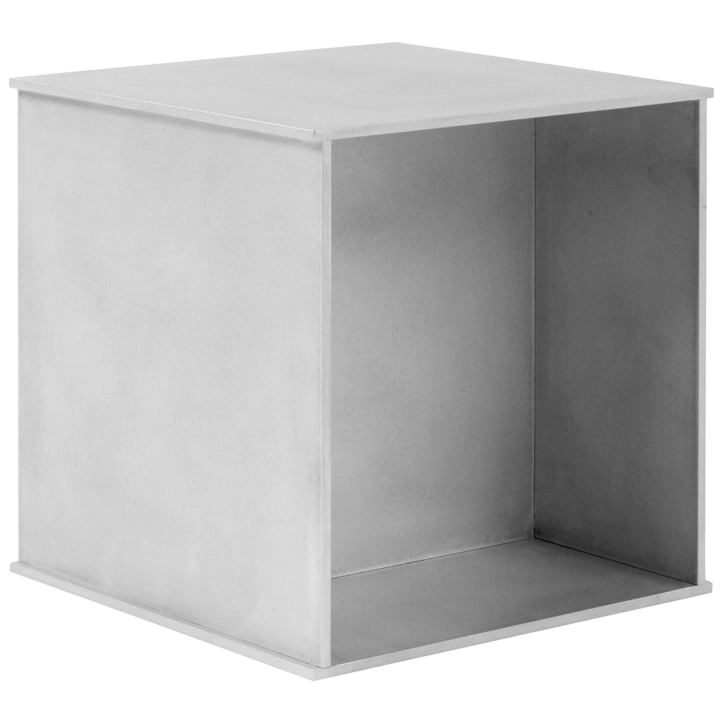 144 Side Table in Waxed Aluminum Plate by Jonathan Nesci For Sale