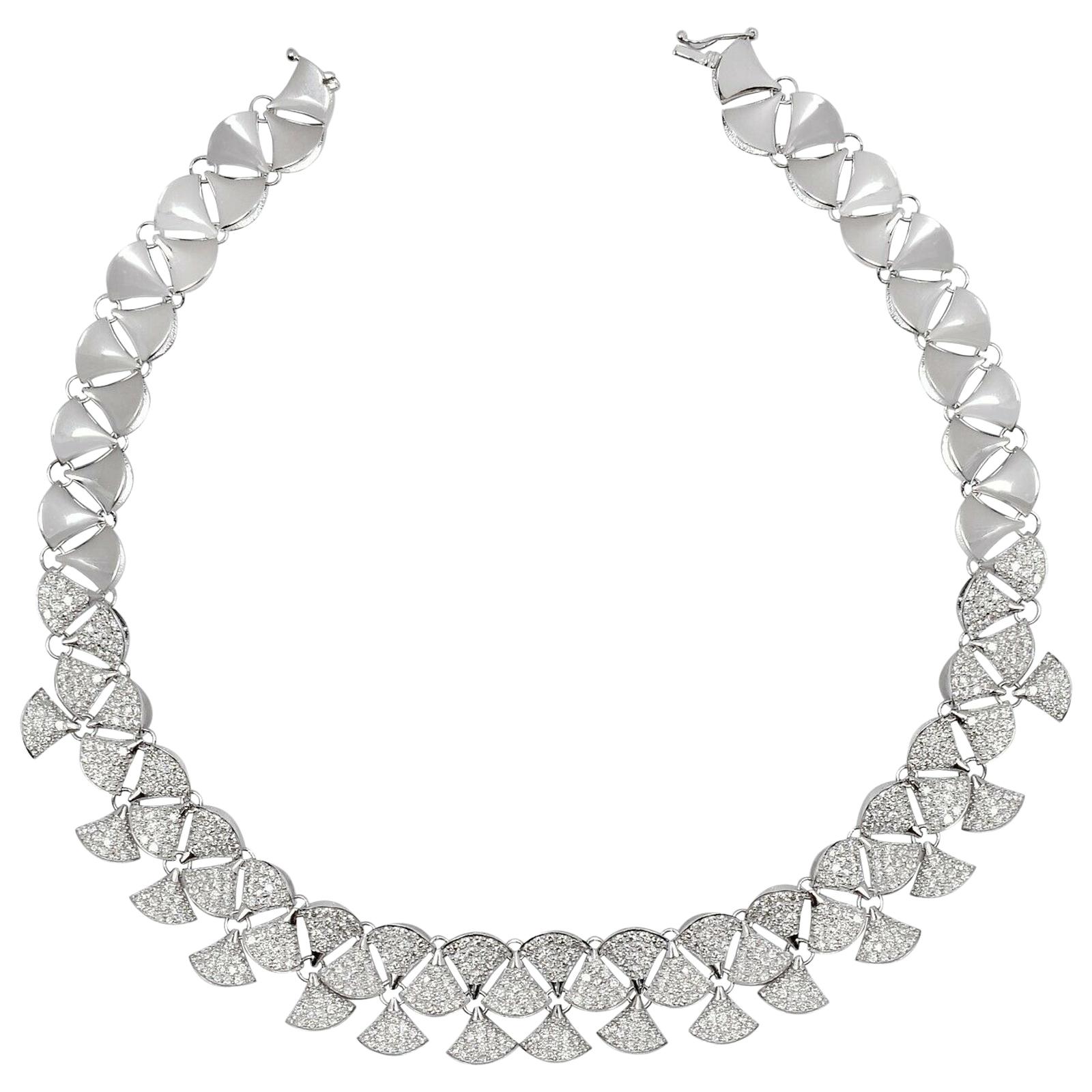 14.40 Carat Diamond 14 Karat White Gold Necklace For Sale