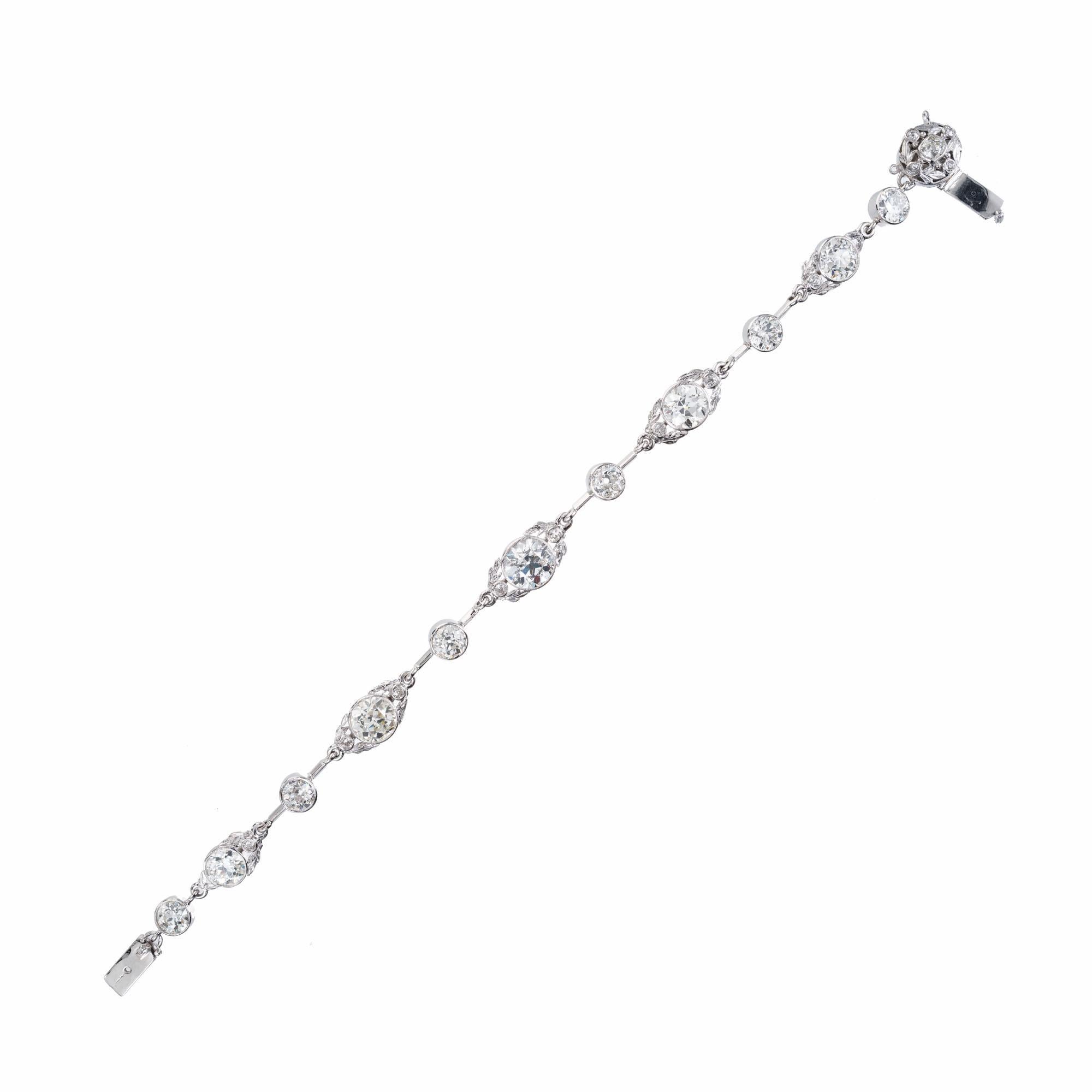 Women's 14.40 Carat Diamond Victorian Platinum Bracelet For Sale