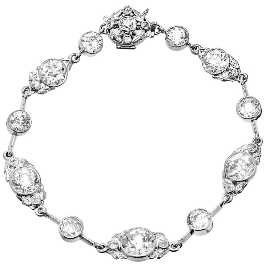 14.40 Carat Diamond Victorian Platinum Bracelet For Sale