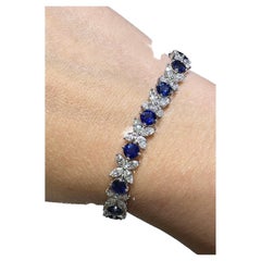 14.40ct TW Royal Blue Sapphire & Marquise-Cut Diamond Fancy Bracelet