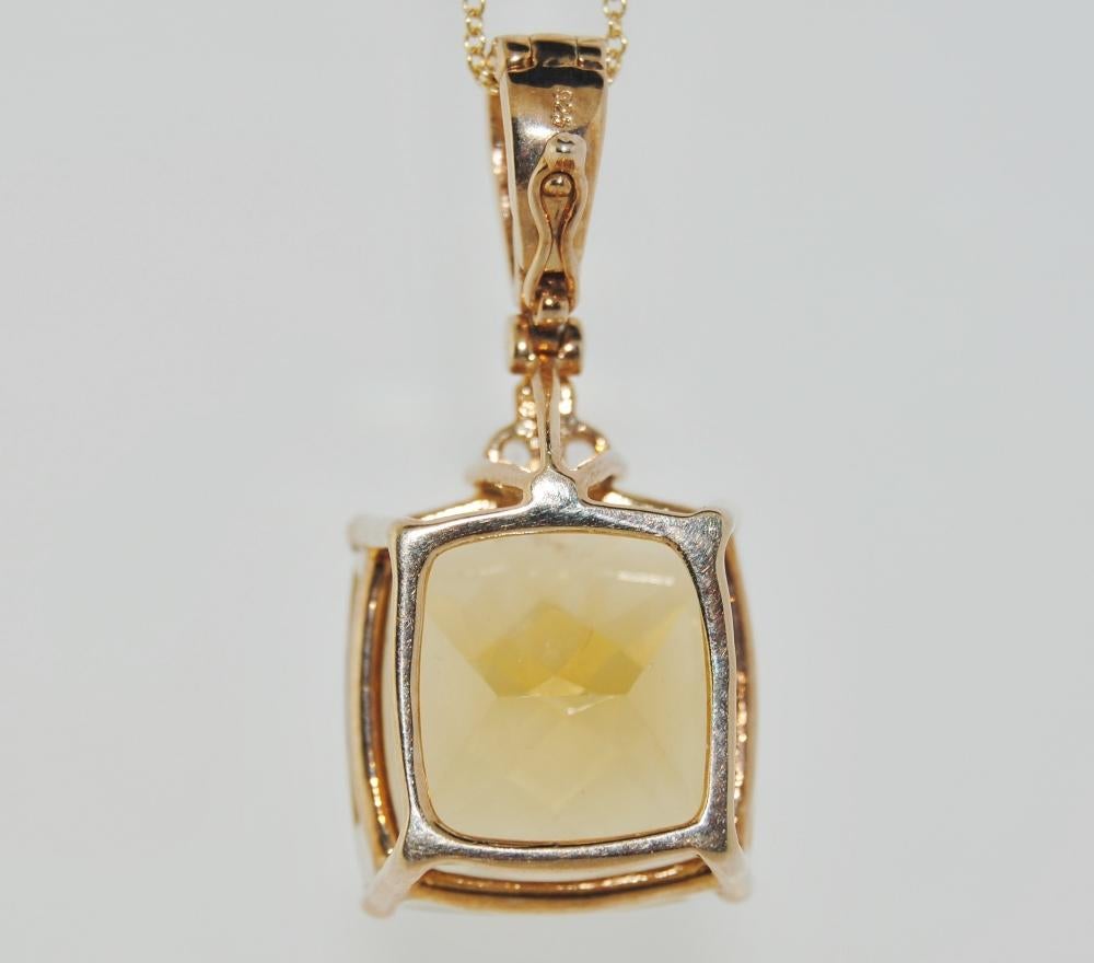 Cushion Cut 14.41 Carat Citrine Silver Plated Pendant Necklace For Sale