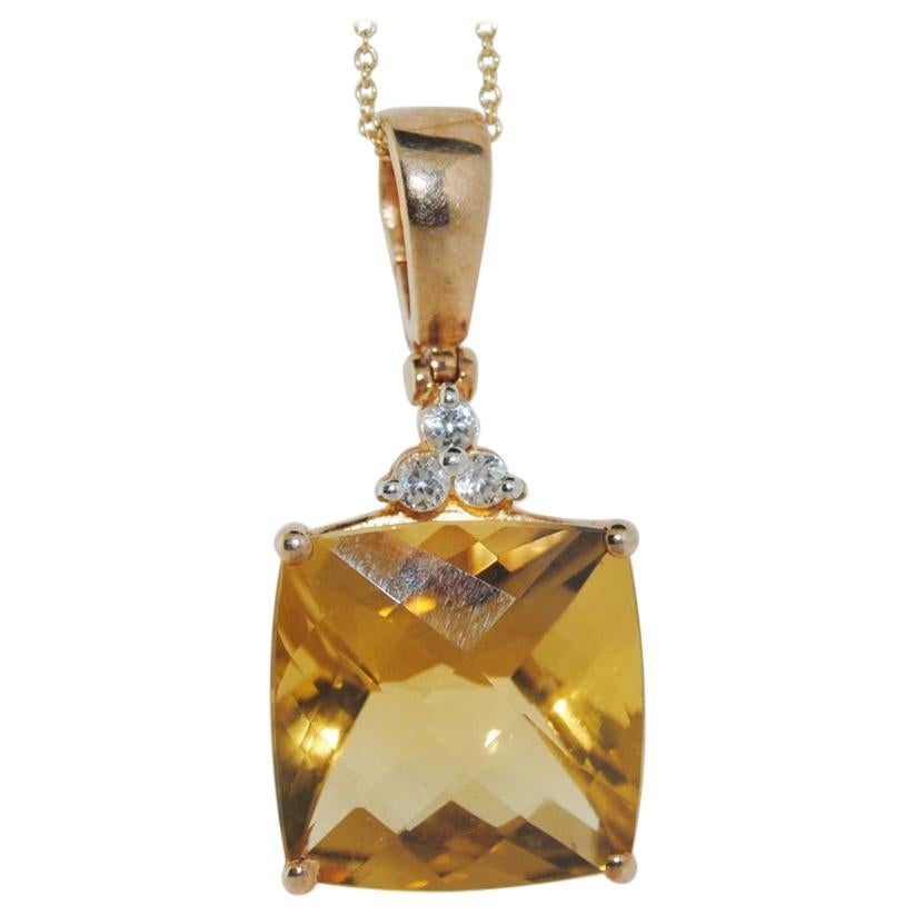 14.41 Carat Citrine Silver Plated Pendant Necklace For Sale