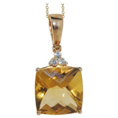 14.41 Carat Citrine Silver Plated Pendant Necklace