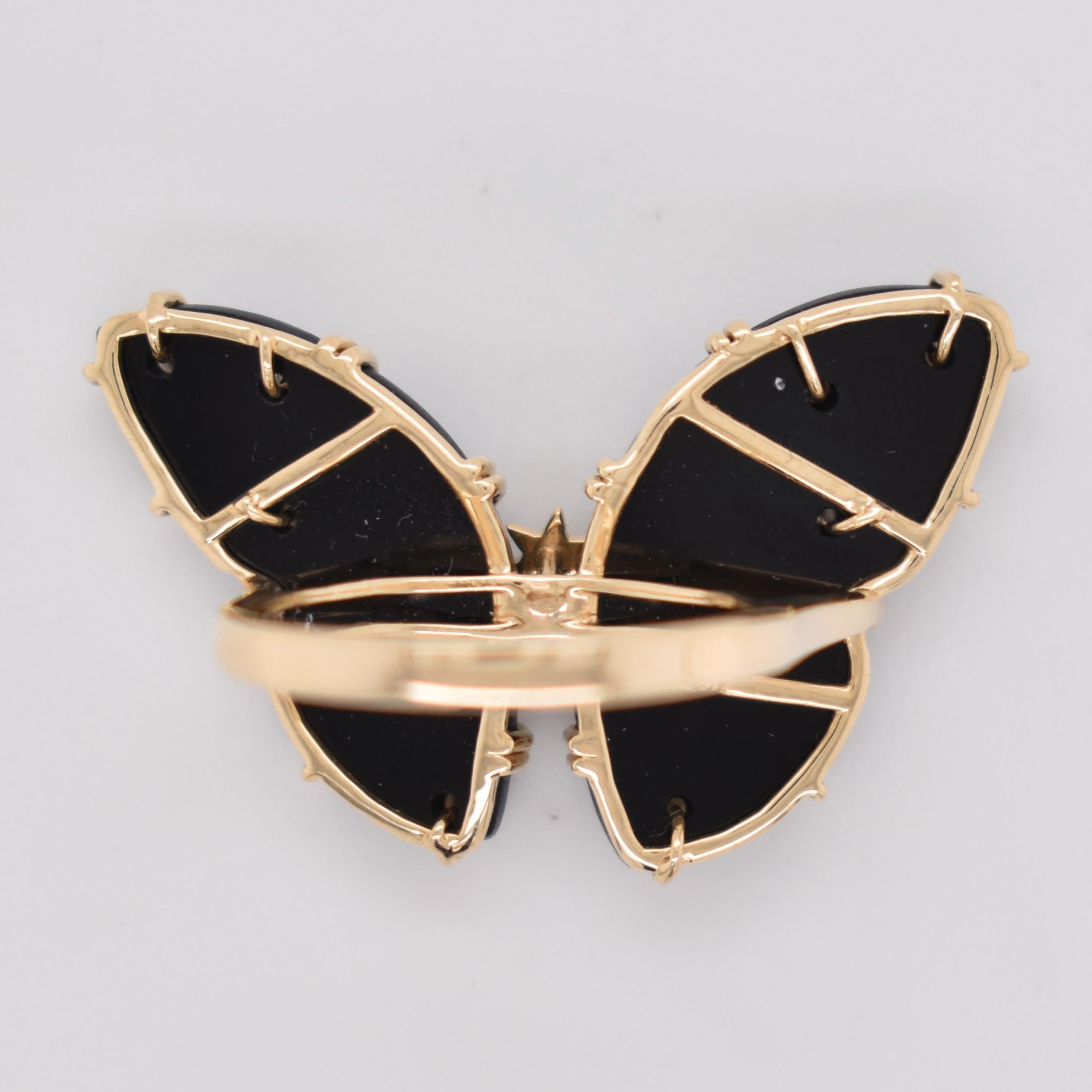 En venta: Anillo de oro de cóctel con diamantes y ágata natural tallada a mano de 14,41 quilates  11