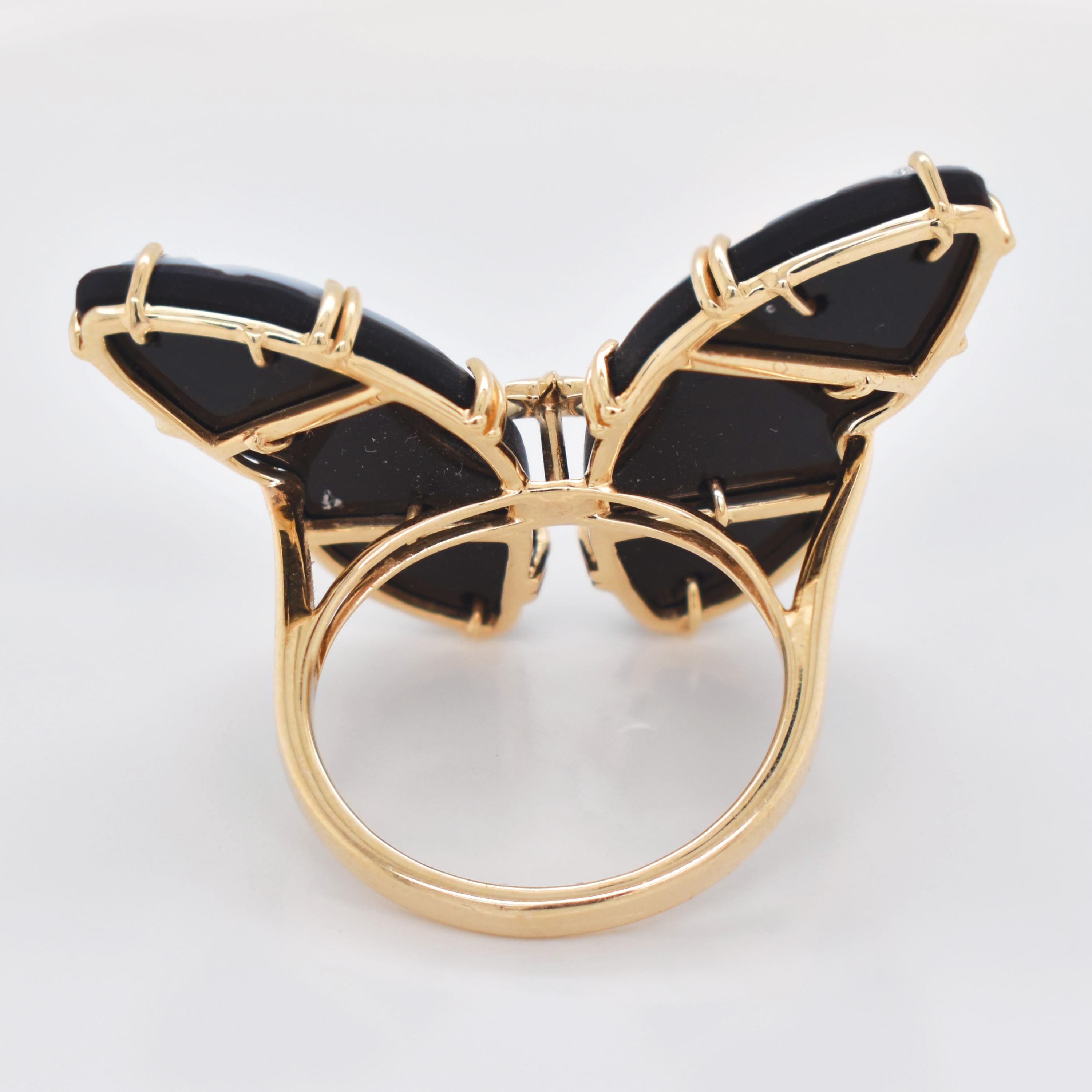 En venta: Anillo de oro de cóctel con diamantes y ágata natural tallada a mano de 14,41 quilates  7