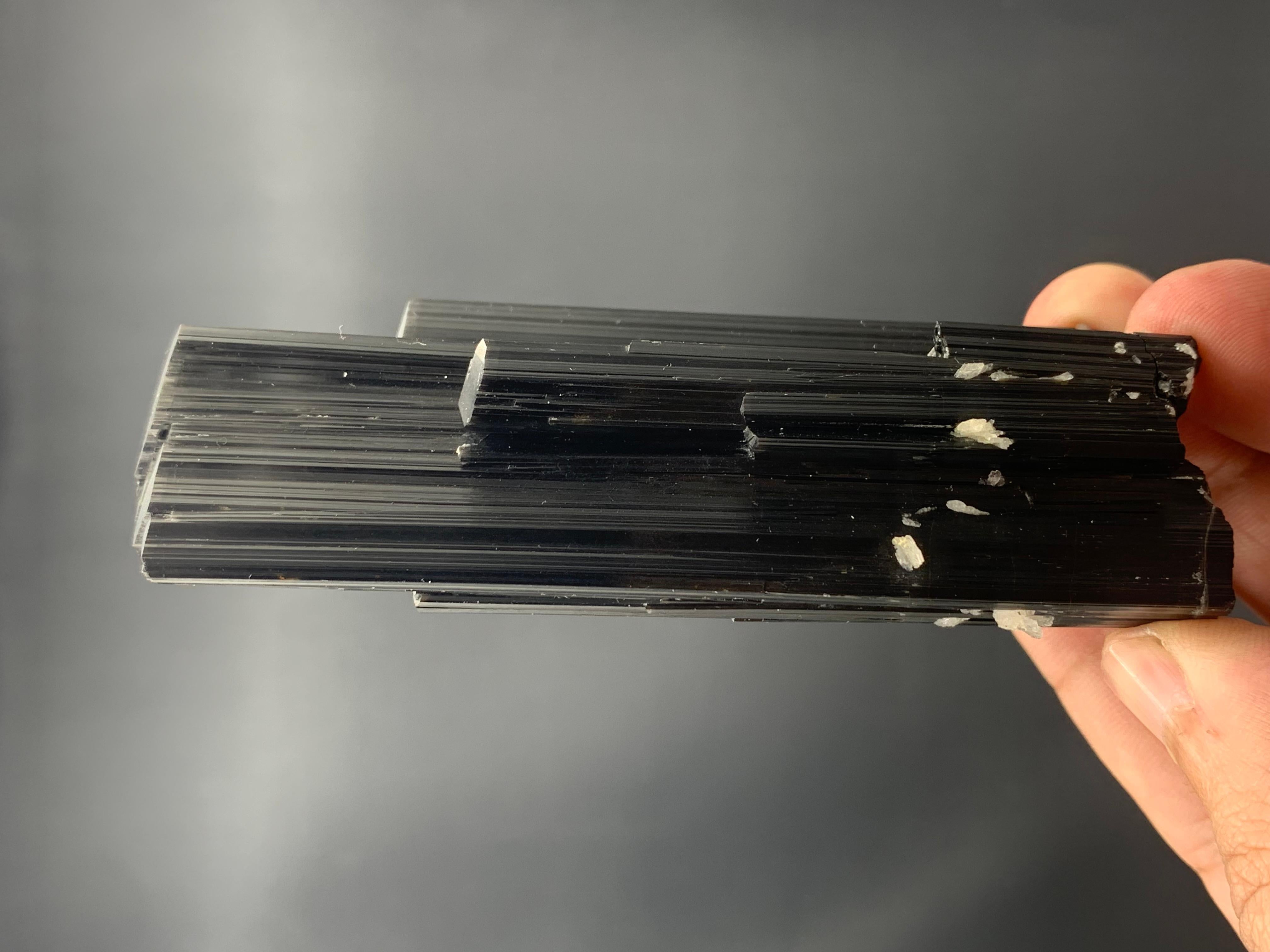 144.31 Gram Pretty Black Tourmaline Crystal Bunch From Afghanistan  For Sale 1