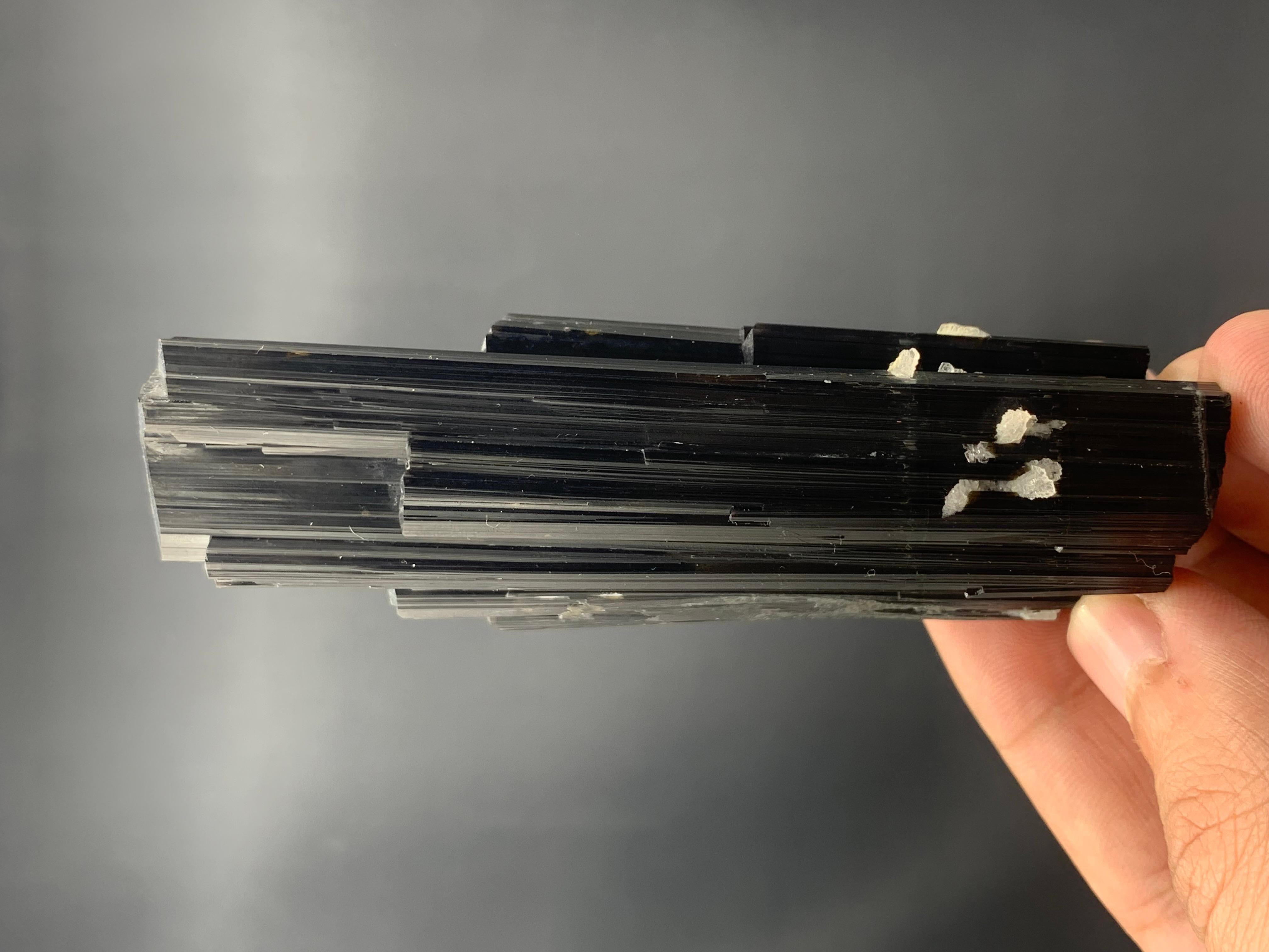 144.31 Gram Pretty Black Tourmaline Crystal Bunch From Afghanistan  For Sale 2