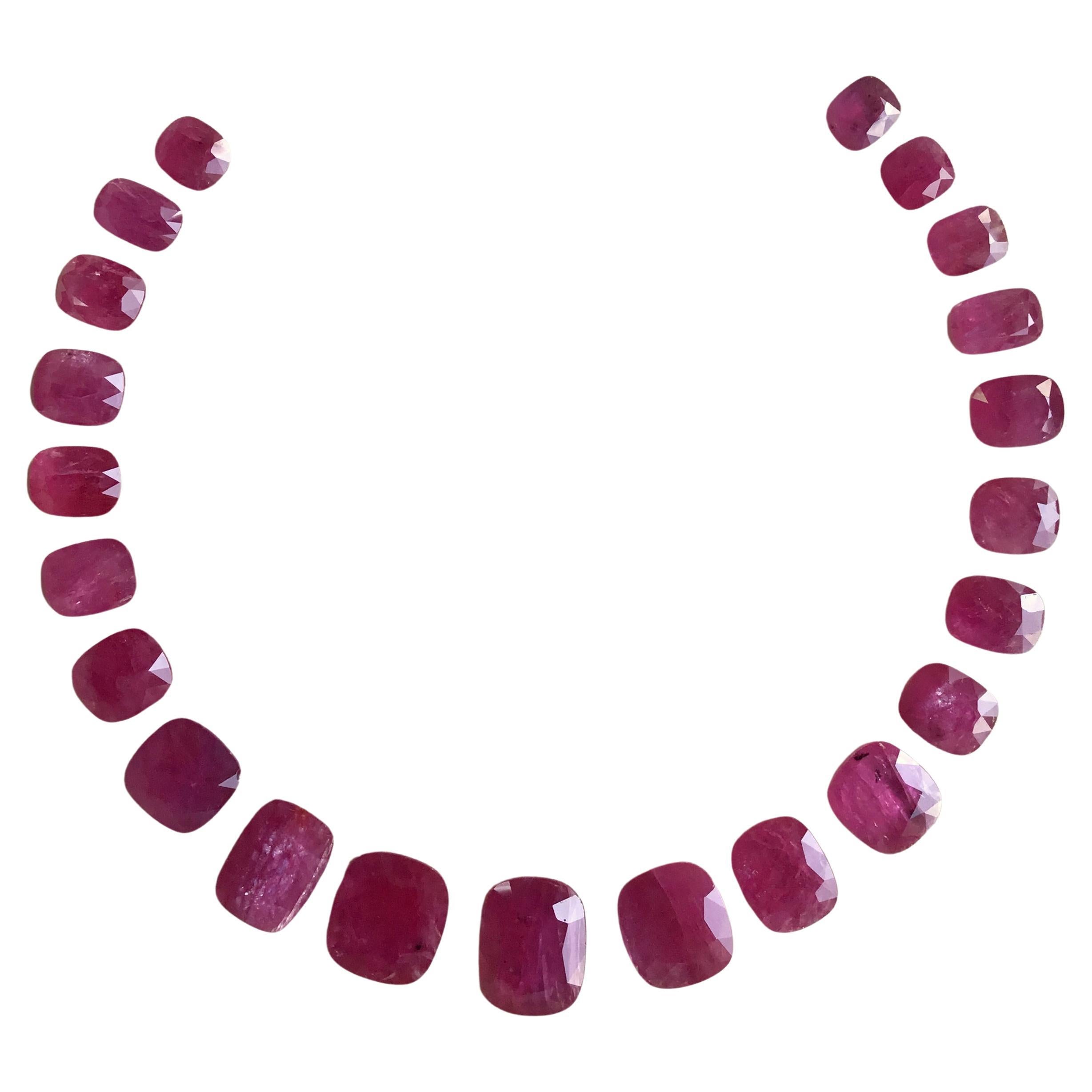 144.35 Carats Ruby Mozambique Cushion Faceted Cutstone Layout Heated Natural Gem
