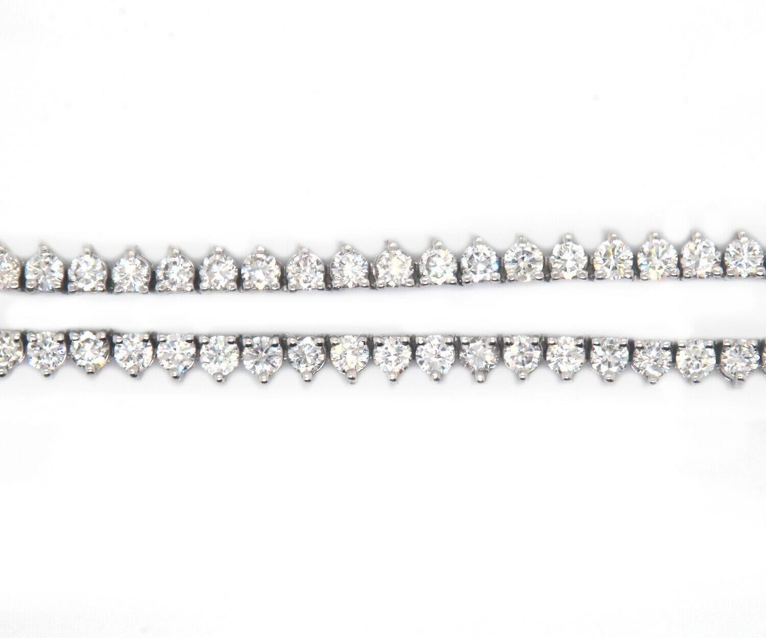 14.43ctw Diamond Three Prong Tennis Necklace in 14K White Gold In Excellent Condition For Sale In Vienna, VA
