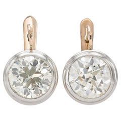 Boucles d'oreilles pendantes en diamant taille européenne 14,44 carats