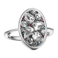 1.445 Carat Rose-Cut Diamond and Brilliant-Cut Diamond Pave Ring