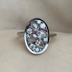 1.445 Carat Rose-Cut Diamond and Brilliant-Cut Diamond Pave Ring
