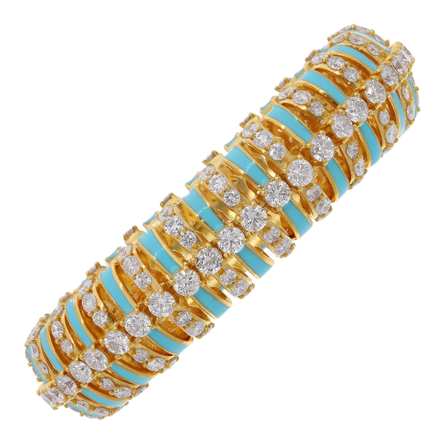 14,45 carati SI Clarity HI Color Diamante smaltato Bracciale in oro giallo 14 carati