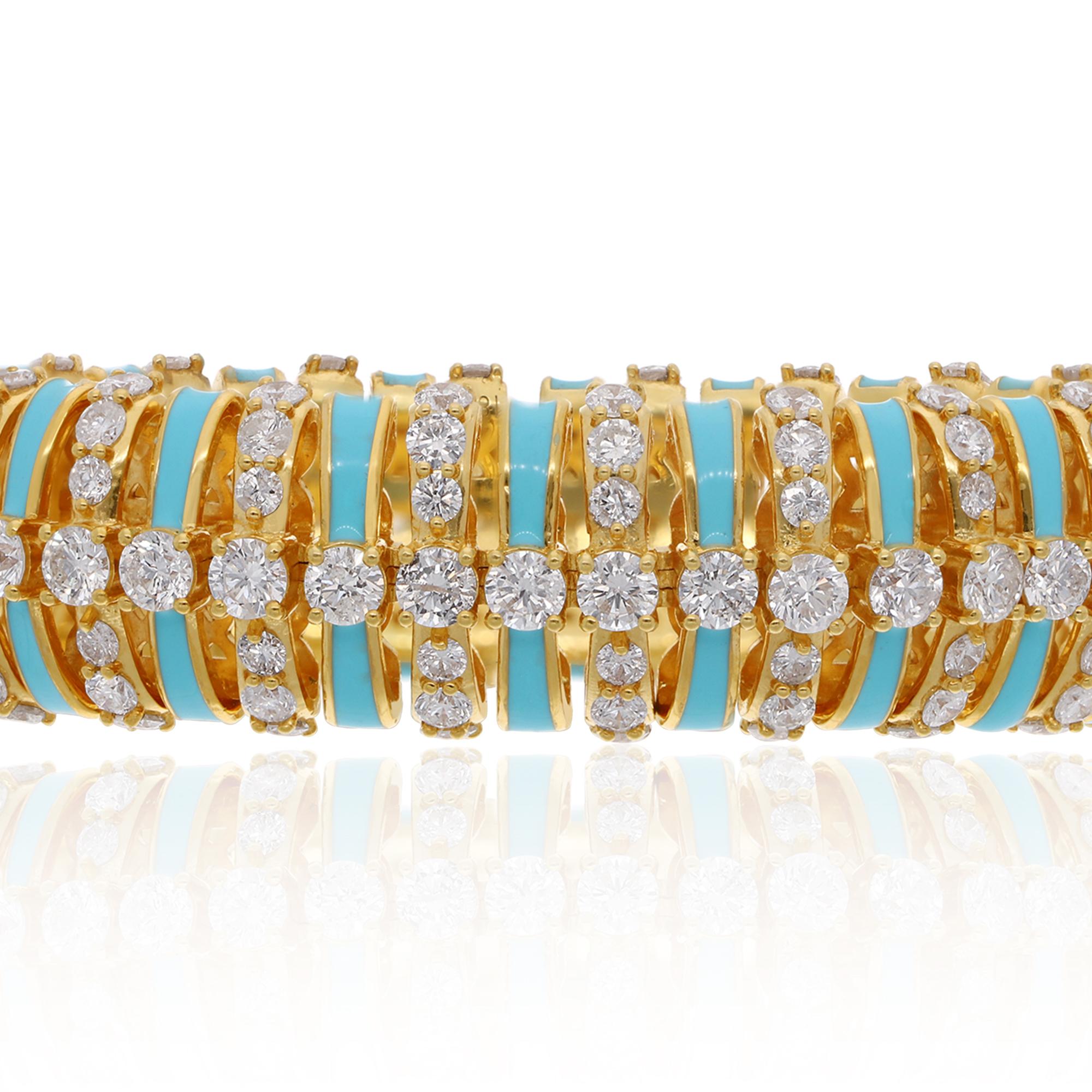 Item Code :- SJEBR-6089
Gross Weight :- 47.12 gm
18k Yellow Gold Weight :- 44.23 gm
Natural Diamond Weight :- 14.45 Carat  ( AVERAGE DIAMOND CLARITY SI1-SI2 & COLOR H-I )
Bracelet Length :- 7 Inches

✦ Sizing
.....................
We can adjust most