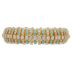 14,45 Karat SI Reinheit HI Farbe Diamant Emaille-Armband 18 Karat Gelbgold