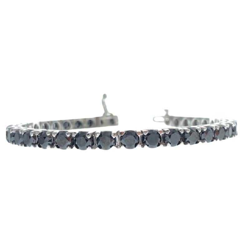 14.46 Carat Round Black Diamond Tennis Bracelet.