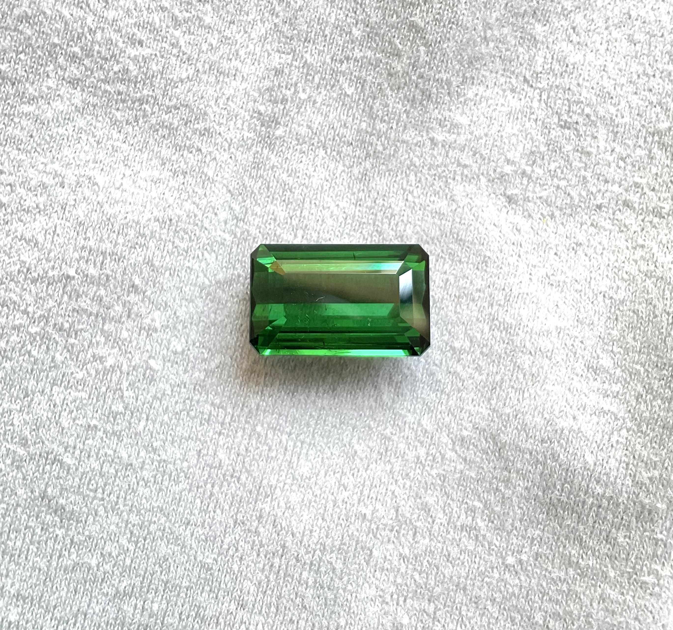 Women's or Men's 14.46 carats Nigeria green tourmaline Top Quality Octagon Cut stone natural Gem For Sale