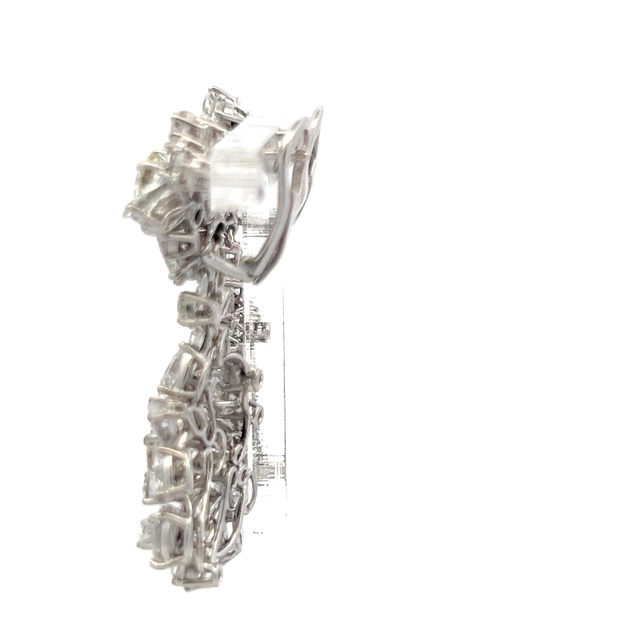 Orecchini pendenti in platino con diamanti tondi a forma di Brilliante e Marquis da 14,47 carati In condizioni Nuovo in vendita a New York, NY