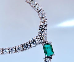 14.47ct Natural Emerald Diamond Necklace 14K Dangle Riviera Graduated*
