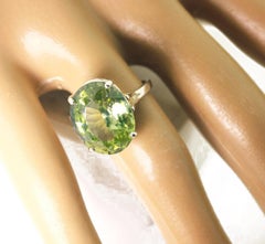 AJD Gorgeous 14.48 Cts Oval Natural Sri Lankan Green Zircon Cocktail Ring