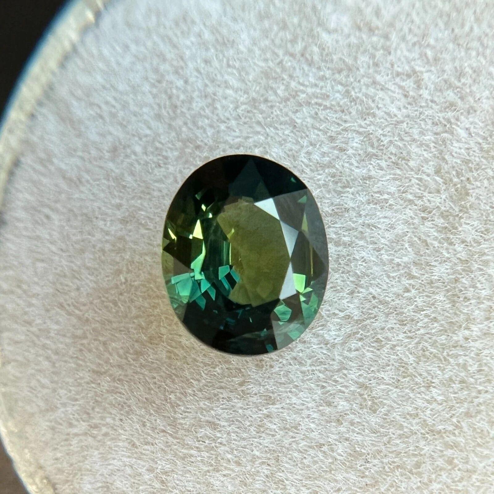 1.44ct Australian Vivid Blue Green Sapphire Oval Cut Loose Gem 7.3x6.2mm VS In New Condition For Sale In Birmingham, GB
