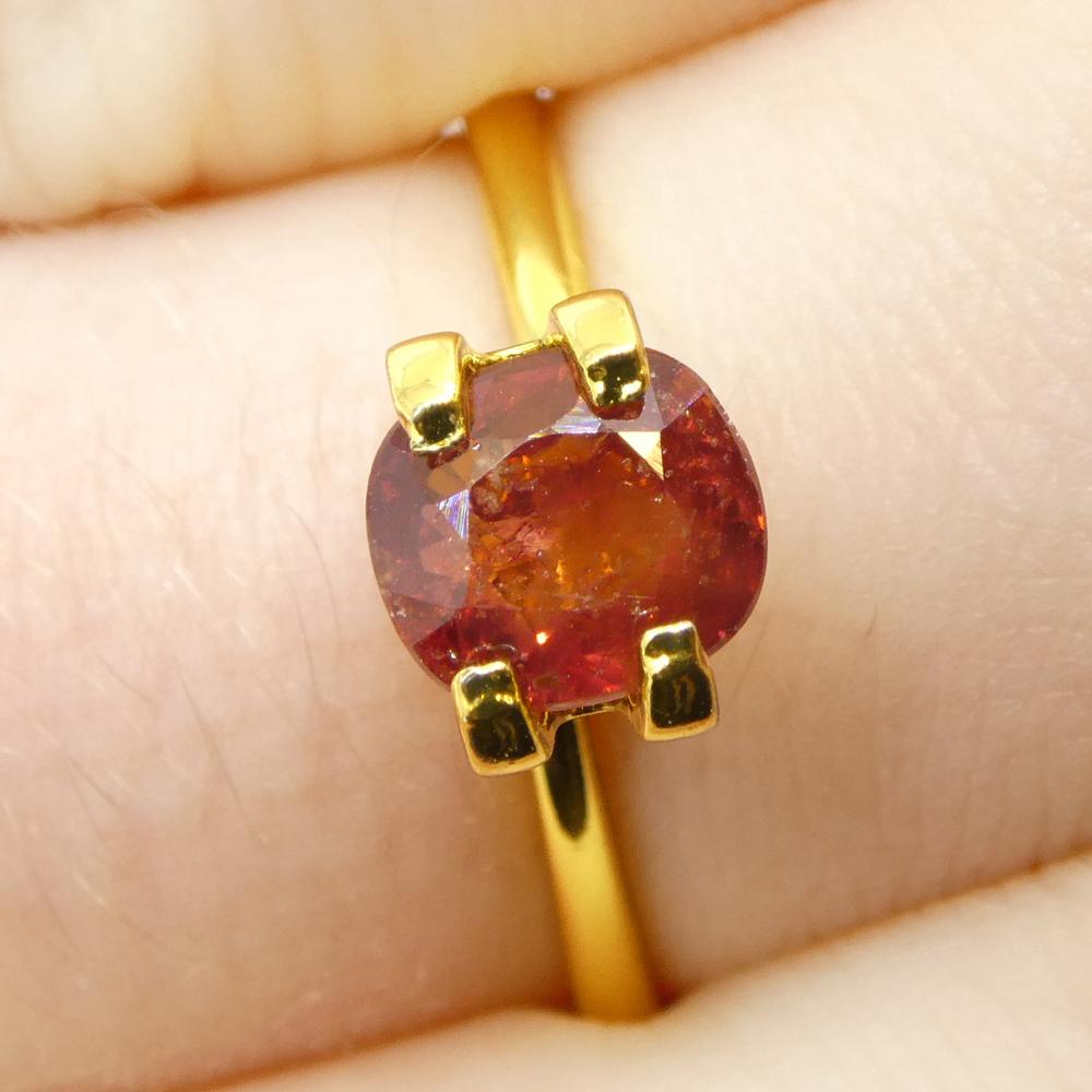 Brilliant Cut 1.44ct Cushion Orange-Red Sapphire from Tanzania For Sale