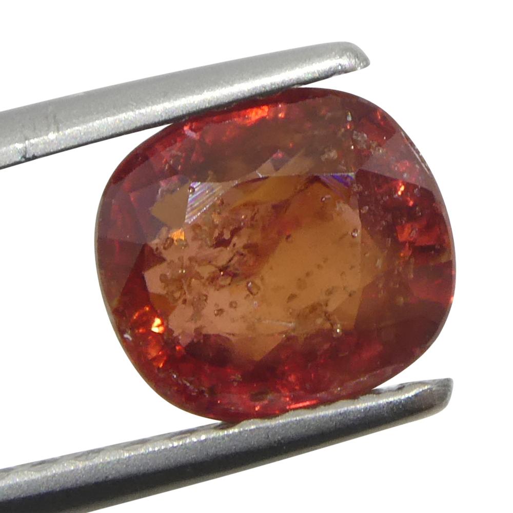 1.44ct Cushion Orange-Red Sapphire from Tanzania In New Condition For Sale In Toronto, Ontario