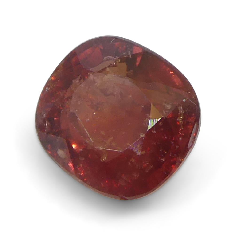 Women's or Men's 1.44ct Cushion Orange-Red Sapphire from Tanzania For Sale