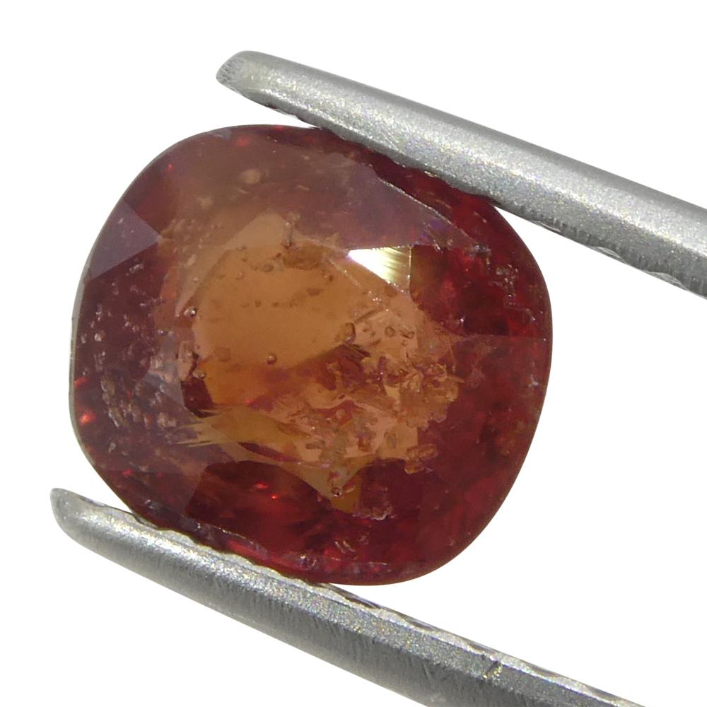 1.44ct Cushion Orange-Red Sapphire from Tanzania For Sale 2
